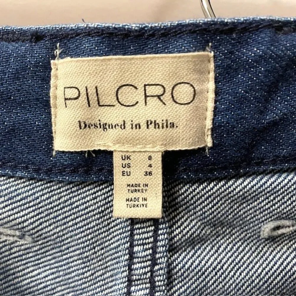 NWT Anthropologie Pilcro Madi Front Slit Denim Maxi Skirt Raw Hem Size 4